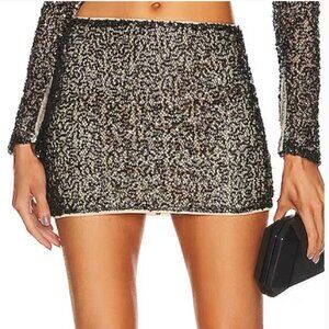NWOT Michael Costello x Revolve Sequin Mini Skirt Embellished Black (Small)